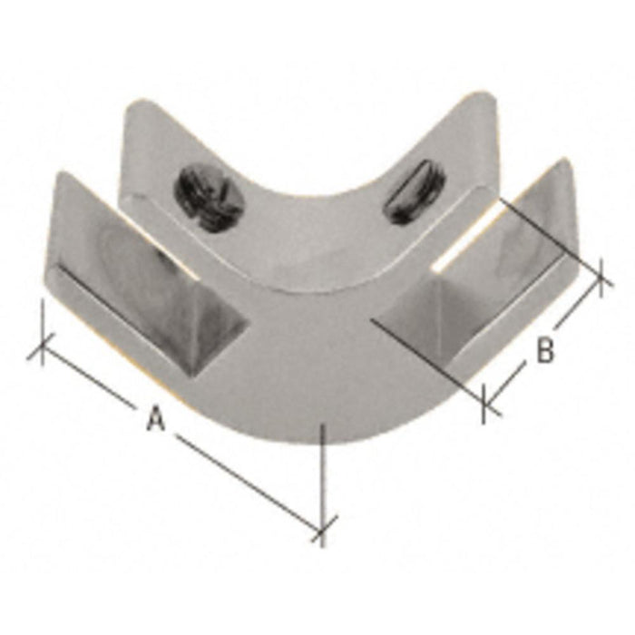1 - 1/2" Long 2 - Way 90 Degree Deluxe Glass Furniture Connector for 1/2" Glass - Reflect Window & Door