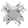 1 - 1/2" Long 4 - Way 90 Degree Deluxe Glass Furniture Connector for 3/4" Glass - Reflect Window & Door