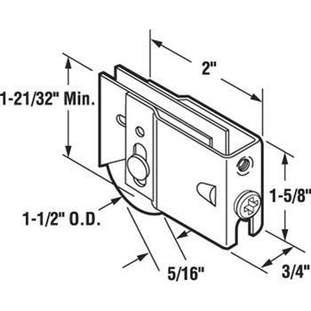 Sliding Glass Door 1 - 1/2" Steel Roller with 3/4" Wide Housing - Reflect Window & Door