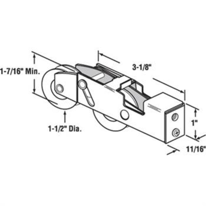 Sliding Glass Patio Door 1 - 1/2" Tandem Steel Ball Bearing Roller With 11/16" Wide Housing - Reflect Window & Door