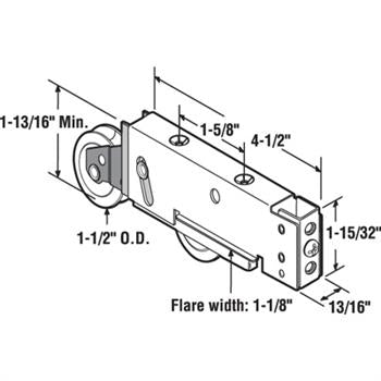 Sliding Glass Door 1 - 1/2" Tandem Steel Roller with 13/16" Wide Housing - Reflect Window & Door
