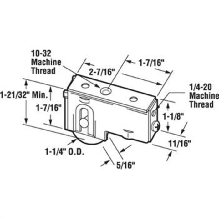 Sliding Glass Patio Door 1 - 1/4" Steel Ball Bearing Roller with 11/16" Wide Steel Housing - Reflect Window & Door