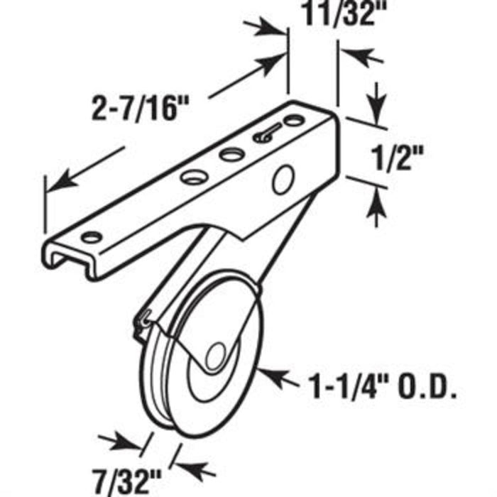 Sliding Patio Screen Door 1 - 1/4" Steel Center Groove Roller With Top Adjustment Screw for Bay - Mill Doors - Reflect Window & Door