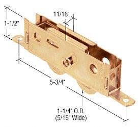 1 - 1/4" Tandem Steel Ball Bearing Sliding Glass Door Roller – 11/16" Wide Adjustable Housing Replacement Roller - Reflect Window & Door