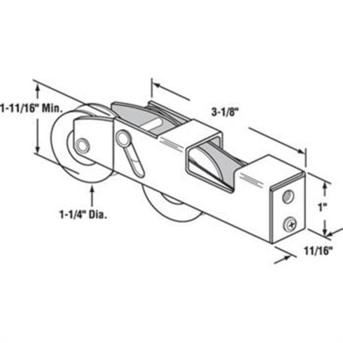 Sliding Glass Patio Door 1 - 1/4" Tandem Steel Ball Bearing Rollers with 11/16" Wide Housing for Keller Doors - Reflect Window & Door