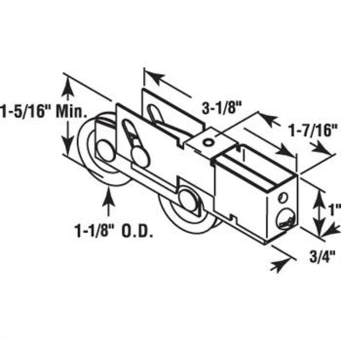 Sliding Glass Patio Door 1 - 1/8" Tandem Steel Ball Bearing Roller With 3/4" Wide Housing - Reflect Window & Door