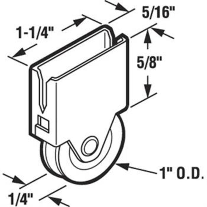 Sliding Patio Screen Door Roller – 1" Nylon Center Groove Replacement - Reflect Window & Door