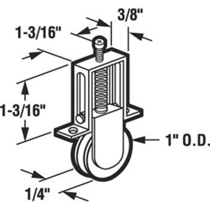 Sliding Patio Screen Door 1" Steel Ball Bearing Bottom Roller for Columbia Doors - Reflect Window & Door