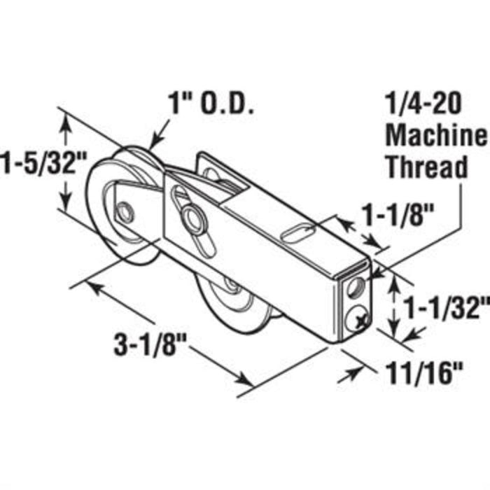 Sliding Glass Door 1" Tandem Steel Roller with 11/16" Wide Housing - Reflect Window & Door