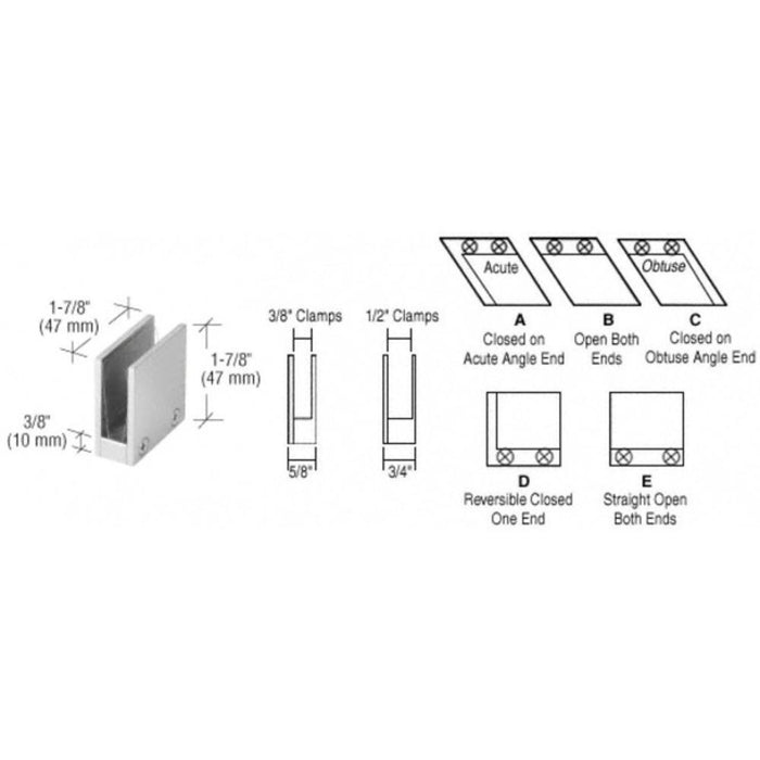 1/2" 90 Degree Straight Open Center Clamps Type "E" Stair and Walkway Railings - Reflect Window & Door