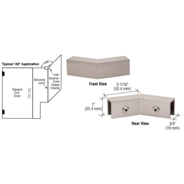 135 Degree "Sleeve Over" Glass Clamp - Reflect Window & Door