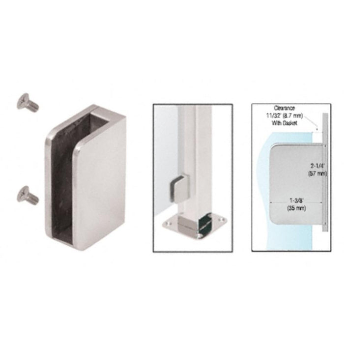 1/4" Right Hand Flat Back Closed Bottom Post Glass Clip - Reflect Window & Door