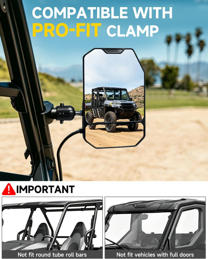 2026 Xprite UTV Side Mirrors w/LED Spot, Signal & Puddle Light for Pro-Fit Cage