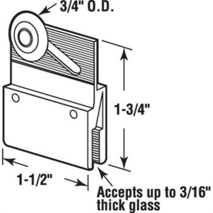 Sliding Shower Door 3/4" Oval Edge Roller and Bracket - Reflect Window & Door