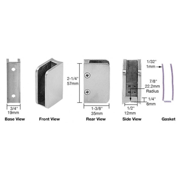 3/8" Right Hand Post Glass Clip - Reflect Window & Door