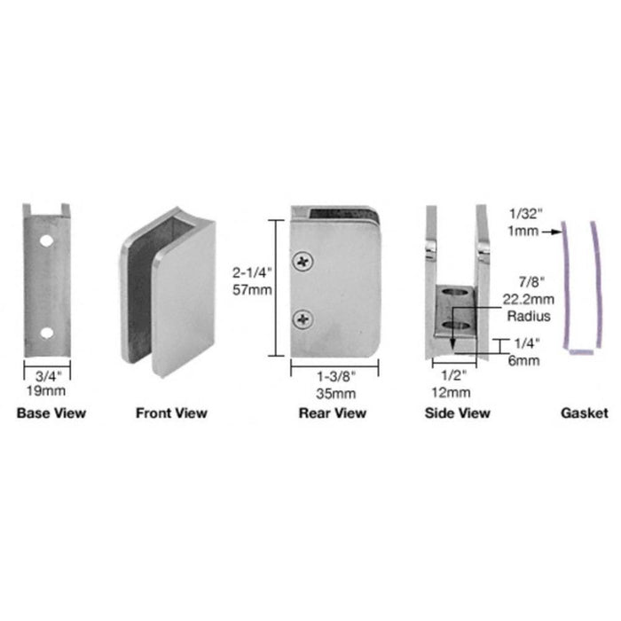 3/8" Top Post Glass Clip - Reflect Window & Door