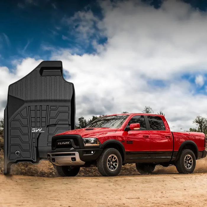 3W 2013-2018 Dodge Ram 1500/2500/3500 Crew Cab, 2019-2024 Dodge Ram 1500 Classic Crew Cab Custom Floor Mats TPE Material & All-Weather Protection Vehicles & Parts 3Wliners
