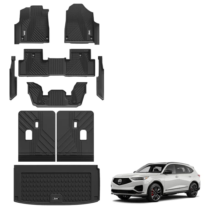3W Acura MDX 2022-2025 Custom Floor Mats& Cargo Liners& Back Seat Mats Set TPE Material & All-Weather Protection Vehicles & Parts 3Wliners