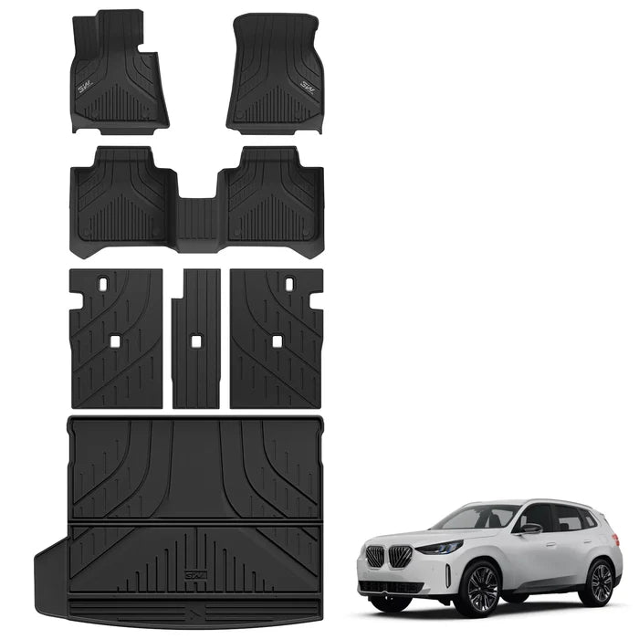 3W Floor Mats & Cargo Liner Fit for 2025 2026 BMW X3 G45, Seatback Protector Mats Cover, Trunk Mat TPE All Weather Custom Fit Car Accessories Full Set