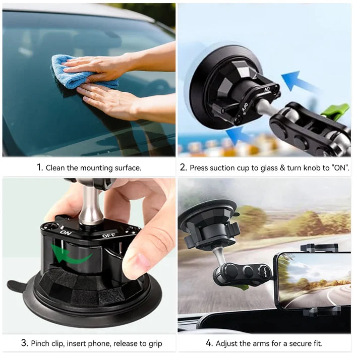 3W Car Phone Mount Never-Drop & Ultra-Stable Holder