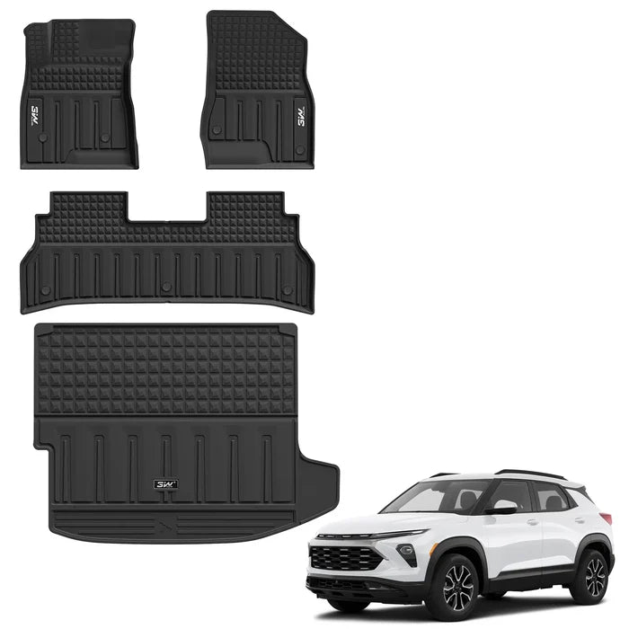 3W Floor Mats & Cargo Liner for Chevy Trax 2024 2025 2026, All Weather TPE Custom Fit Floor Mats for Cars, Car Mats Full Set for Chevy Trax Accessories, Black