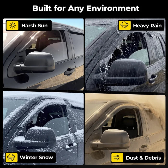 3W Custom Rain Guards for Toyota Tacoma Double Cab 2016-2023 Tape-on Side Window Wind Deflecotr 4PCS - 3Wliners