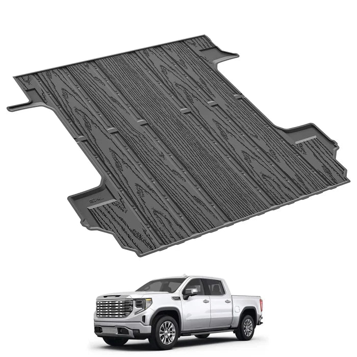 3W Truck Bed Mat Fit 2019-2024 2025 2026 Chevy Silverado 1500 & GMC Sierra 1500 6.6FT Standard Bed All Weather TPE Custom Fit Heavy Duty Pickup Accessories Trunk Mat