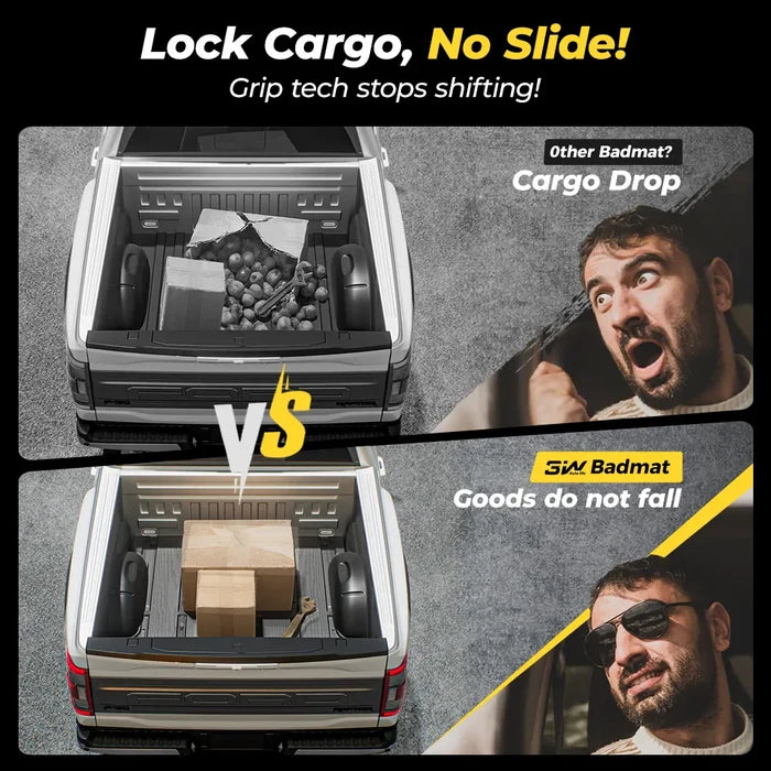 3W Truck Bed Mat Fit 2019-2024 2025 2026 Chevy Silverado 1500 & GMC Sierra 1500 5.8FT Short Bed All Weather TPE Custom Fit Heavy Duty Pickup Accessories Trunk Mat