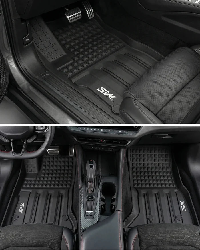 3W Floor Mats & Cargo Liner & Seatback Mats for 2024-2025 2026 Dodge Charger EV Daytona (Fit 2-Door, Not for 4-Door) Scat Pack & R/T, All Weather TPE Custom Fit Car Mats Floor Liners Full Set, Black