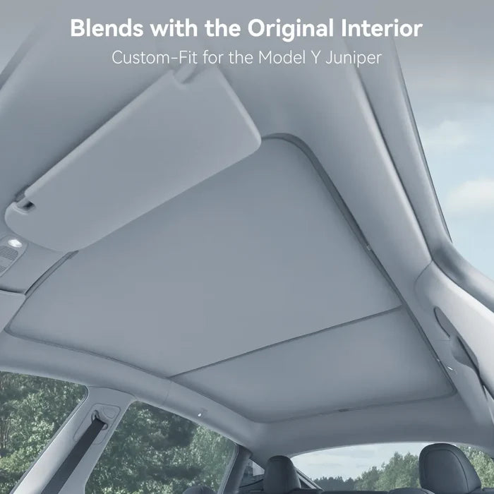 Foldable Sunroof Sunshade for Tesla Model Y Juniper 2025-2026 Custom Fit Sunshade Car Accessories, Upgraded Foldable Sunshade, Blocks UV Rays Keep Car Cool
