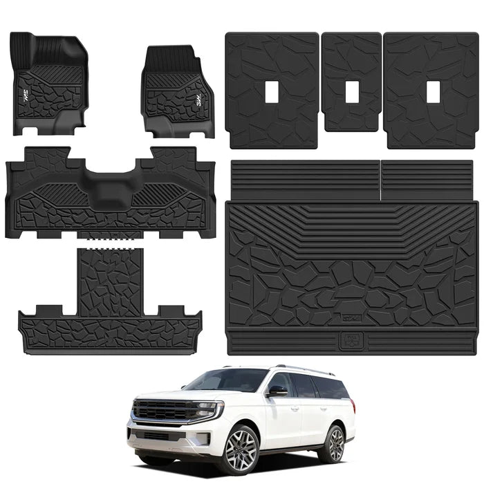 3W Ford Expedition Max 7 Seats 2025 Custom Floor Mats/ Crago Liner Thorex™ All-Weather Protection - 3Wliners