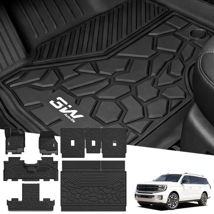 3W Ford Expedition Max 7 Seats 2025 Custom Floor Mats/ Crago Liner Thorex™ All-Weather Protection - 3Wliners
