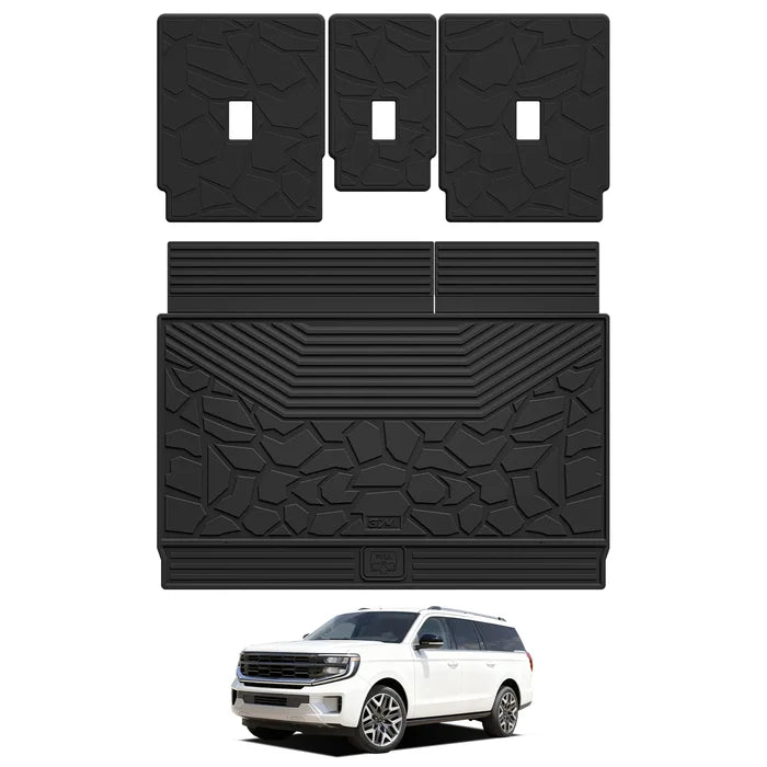 3W Cargo Liner & Seat Back Mats for 2025 2026 Ford Expedition MAX 7/8 Seats,TPE All Weather Protection Car Trunk Liners Covering The Backrest,Cargo Accessories