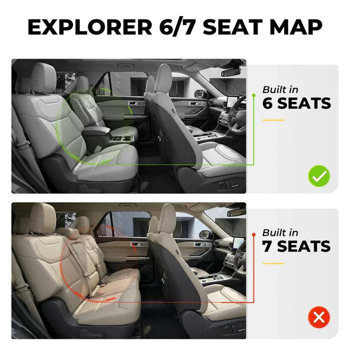 3W Ford Explorer 2020-2025 Floor Mats 6-Seat (Includes Hybrid) TPE Material & All-Weather Protection Vehicles & Parts 3Wliners 2020-2025 6 Seat Explorer 2020-2025 Custom Car Mats
