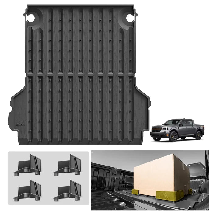 3W Truck Bed Mat Compatible with 2022-2026 Ford Maverick Gas & Hybrid Car Accessories Vehicle Perfectly Flush All Weather Protection TPE Heavy Duty Pickup Car Bed Cargo Mat