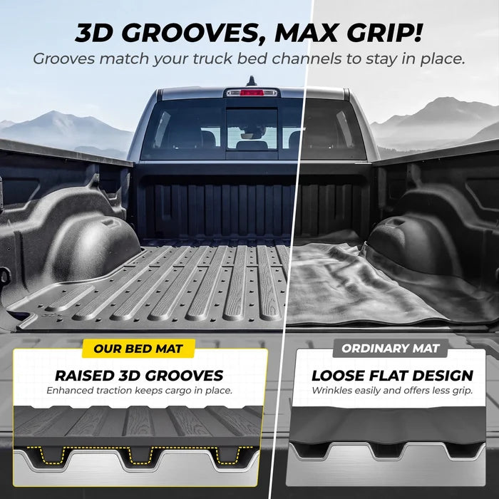 3W Truck Bed Mat Compatible with 2022-2026 Ford Maverick Gas & Hybrid Car Accessories Vehicle Perfectly Flush All Weather Protection TPE Heavy Duty Pickup Car Bed Cargo Mat