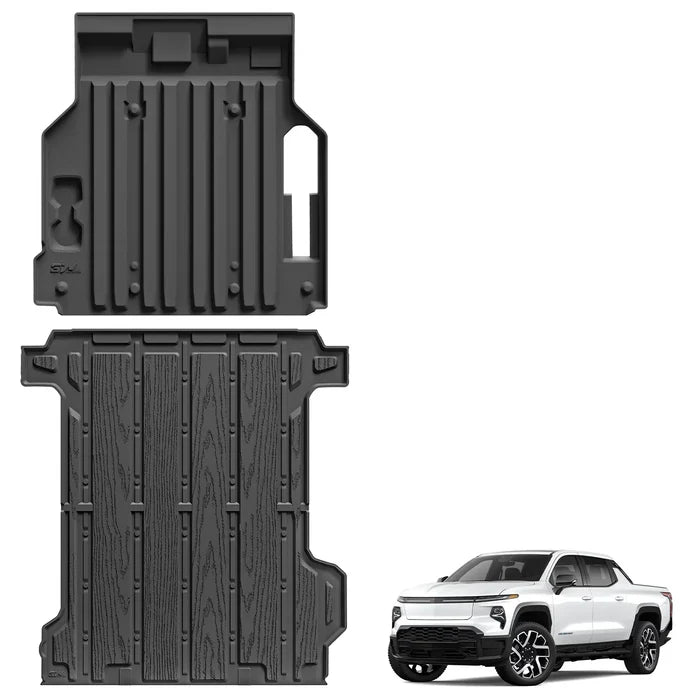 3W Floor Mats Fit for Chevrolet Silverad EV 2024-2025 (WT & RST)/GMC Sierra EV/Sierra EV Denali Accessories TPE All Weather Bed Mat Front Trunk Mat Set