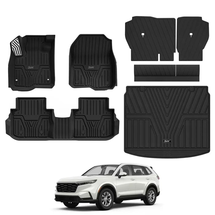 3W Floor Mats(with Metal Pedals) with Carpet & Cargo Liner Fit for Honda CR-V 2022-2027 TPE All Weather Waterproof Custom Fit Automotive Liners and Carpet for Honda CRV (Include Hybrid)