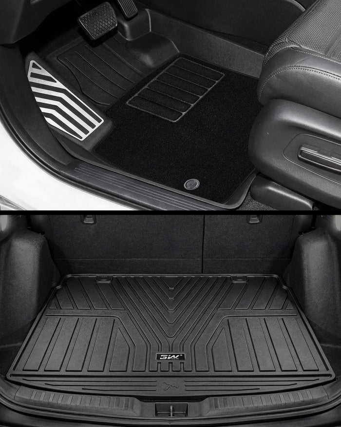 3W Floor Mats(with Metal Pedals) with Carpet & Cargo Liner Fit for Honda CR-V 2023 2024 2025 2026 TPE All Weather Waterproof Custom Fit Automotive Liners and Carpet for Honda CRV(Include Hybrid)