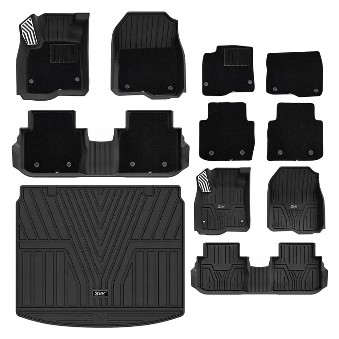3W Floor Mats(with Metal Pedals) with Carpet & Cargo Liner Fit for Honda CR-V 2023 2024 2025 2026 TPE All Weather Waterproof Custom Fit Automotive Liners and Carpet for Honda CRV(Include Hybrid)