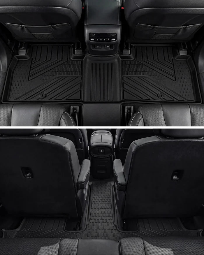 3W Floor Mats & Backrest Mats & Cargo Mats for Hyundai Palisade 2026 7/8 Passenger(Only Fit Gas), All Weather TPE Interior Protector Floor Liner, Custom Fit Full Set Car Mats Accessories, Black