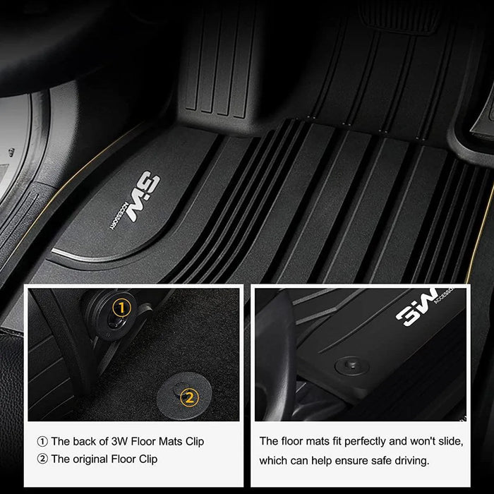 3W Hyundai Santa Fe 2021-2023 (Only for Hybrid) Custom Floor Mats TPE Material & All-Weather Protection Vehicles & Parts 3Wliners