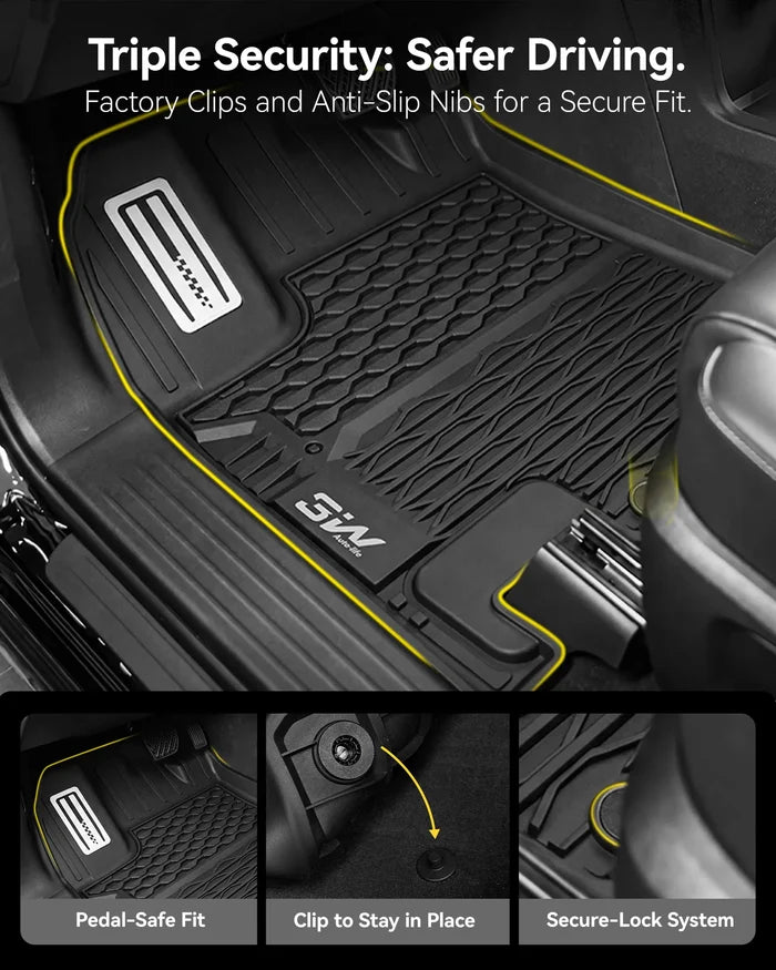 Floor Mats for Infiniti QX65, All Weather TPE Custom Fit Floor Liners, TPE Easy Clean Durable 1st-2nd Row Car Mats Car Accessories, with Metal Pedals,Black