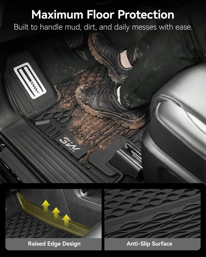 Floor Mats for Infiniti QX65, All Weather TPE Custom Fit Floor Liners, TPE Easy Clean Durable 1st-2nd Row Car Mats Car Accessories, with Metal Pedals,Black