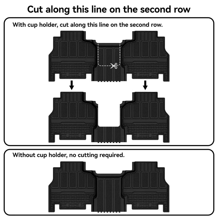3W Floor Mats & Cargo Liner for Jeep Wagoneer 2022-2026 7-Seat (NOT for 8-Seat/L/S)， with 2nd Row Bench Seat All Weather Protection TPE Full Set Automotive Mat Car Floor Liners Accessories, Black