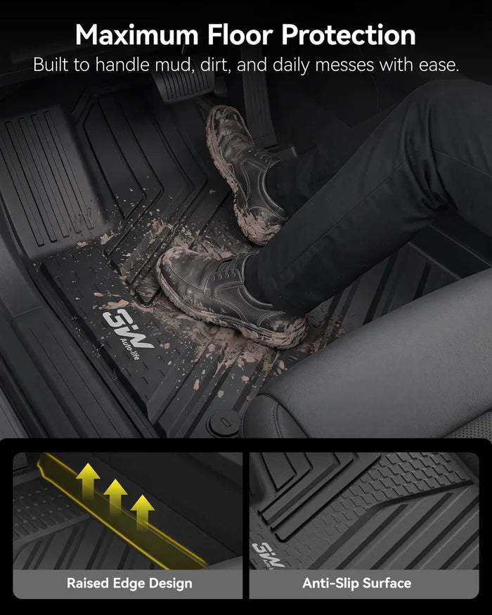 Car Mats & Cargo Liner & Seat Back Protector Set for Kia Sorento 6/7 Seat, All Weather TPE Custom Fit Floor Liners Set, TPE Easy Clean Durable Mats, Car Accessories, Black