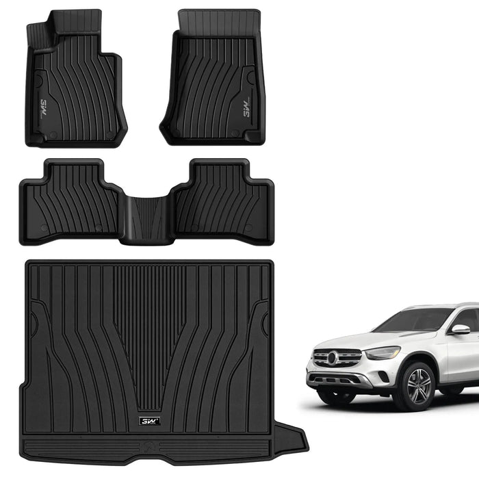 3W Mercedes-Benz GLC 2023 2025 Custom Floor Mats / Trunk Mat (Trunk Mat Not Fit Coupe Well) TPE Material & All-Weather Protection Vehicles & Parts 3Wliners 2023-2025 GLC 2023-2025 1st&2nd Row Mats+Rear Trunk Mat