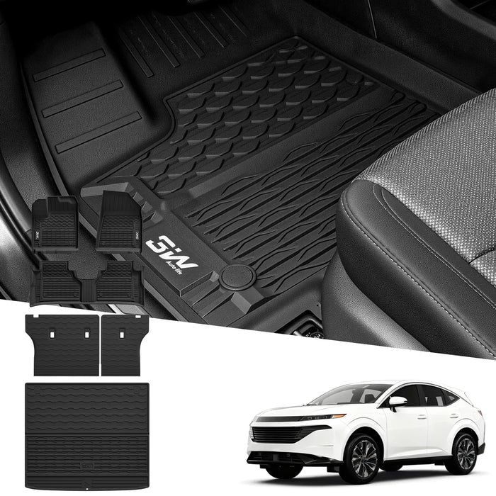 3W Floor Mats & Cargo Liner & Seat Back Protector Fit for Nissan Murano 2025, Custom Fit All Weather Protection TPE Car Mats for Nissan Murano 2025, Odorless Anti-Slip Full Set Mats Black