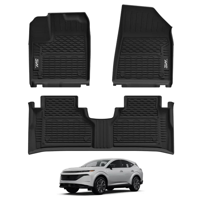 3W Floor Mats for Nissan Murano 2025, Custom Fit All Weather TPE Protection Floor Liners for Murano, Heavy Duty Automotive 1st & 2nd Row Car Mats, Black