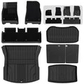 3W Tesla Model 3 Floor Mats 2026 2025 2024 with Metal Pedal & Carpets, Full Set with Cargo Liner, Highland All Weather Custom Fit Rear Trunk Mat Accessories Black